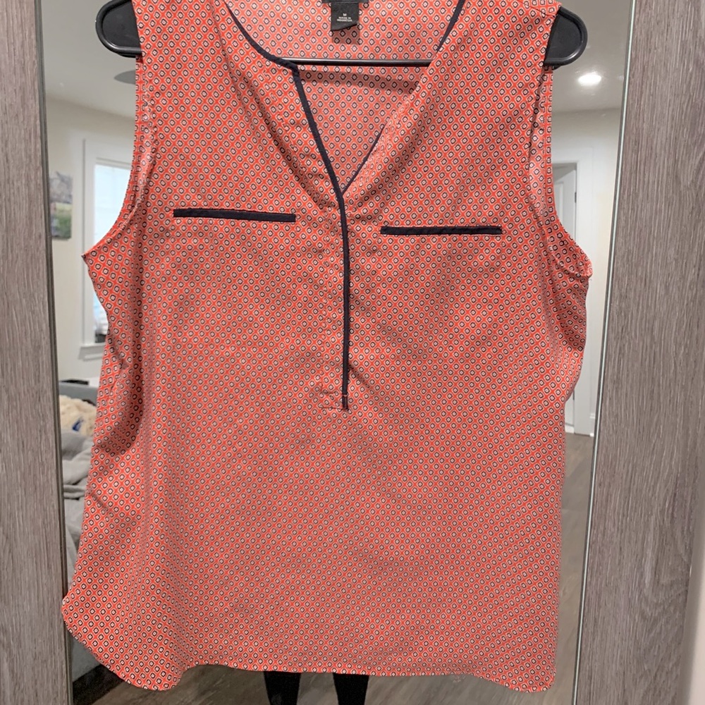 Ann Taylor, M, sleeveless orange blue dress top